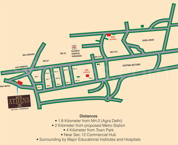 MVN Aero one Apartments Location Map